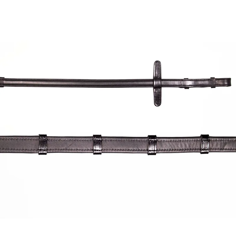 Henry James Calfskin Supergrip Reins with Stoppers - Black